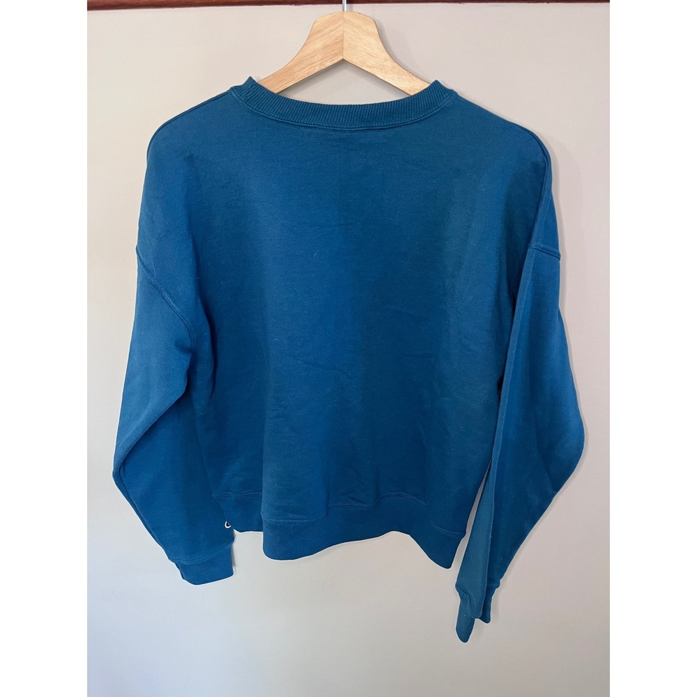 Champion Teal Blue Crewneck Sweatshirt GF535 Logo Fleece Pullover Small - Picture 2 of 7